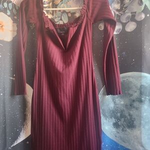 Ross Burgundy Long Sleeve Dress